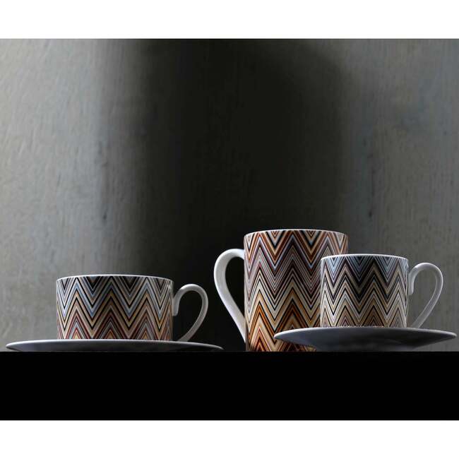 Tea Cup & Saucer Zig Zag Set of 2 In Luxury Box Jarris 148 Diam. 3.3", H 2.3", Cap. 7.5 Oz, Saucer Diam. 6" - Tableware - 4