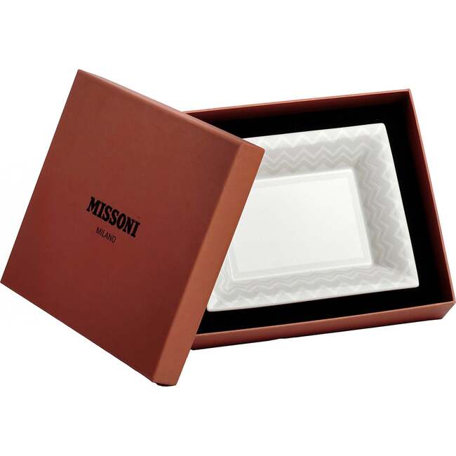 Tray Zig Zag Rectangular Large In Luxury Box White 8.5" X 6.75" - Accents - 4