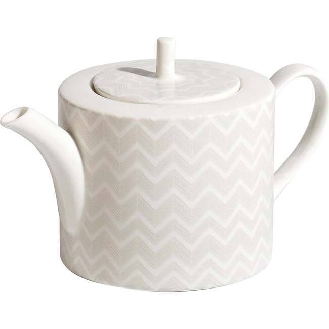 Tea Pot Or Coffee Pot Zig Zag White Diam. 4.75", H 4.5" - Tableware - 4
