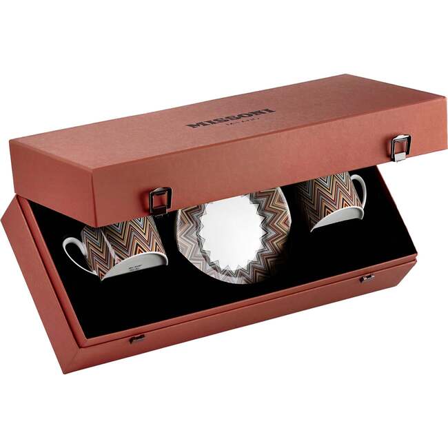 Tea Cup & Saucer Zig Zag Set of 2 In Luxury Box Jarris 148 Diam. 3.3", H 2.3", Cap. 7.5 Oz, Saucer Diam. 6" - Tableware - 5