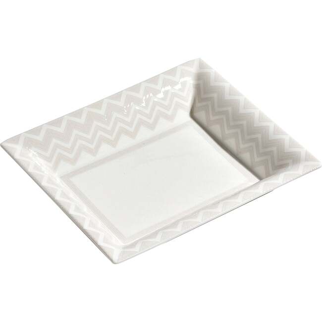 Tray Zig Zag Rectangular Large In Luxury Box White 8.5" X 6.75" - Accents - 5