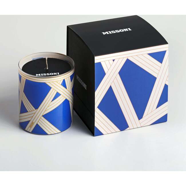 Scented Candle Nastri 220Gr  Bicolore 2 Blue Diam. 3.3", H 3.5"