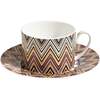 Tea Cup & Saucer Zig Zag Set of 2 In Luxury Box Jarris 148 Diam. 3.3", H 2.3", Cap. 7.5 Oz, Saucer Diam. 6" - Tableware - 6