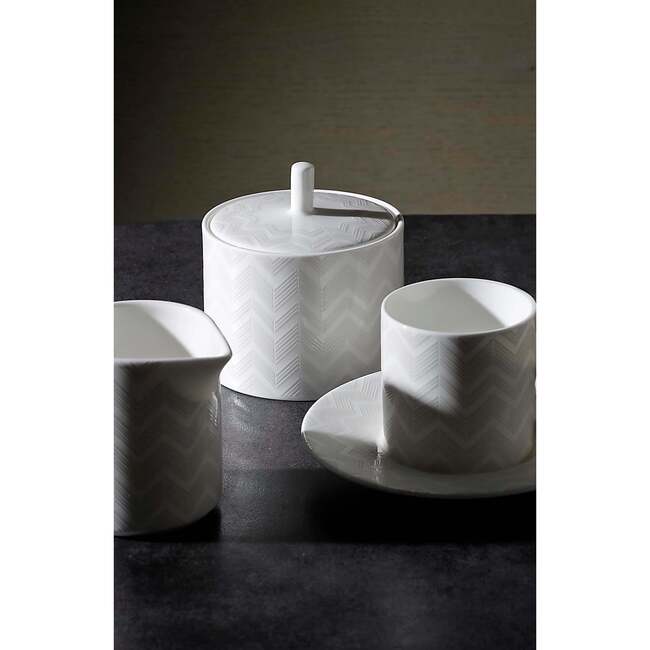 Sugar Pot Zig Zag  White Diam. 3.3", H 3.5" - Tableware - 5