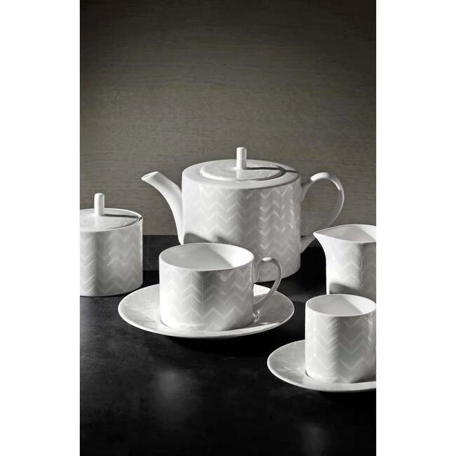 Tea Pot Or Coffee Pot Zig Zag White Diam. 4.75", H 4.5" - Tableware - 5