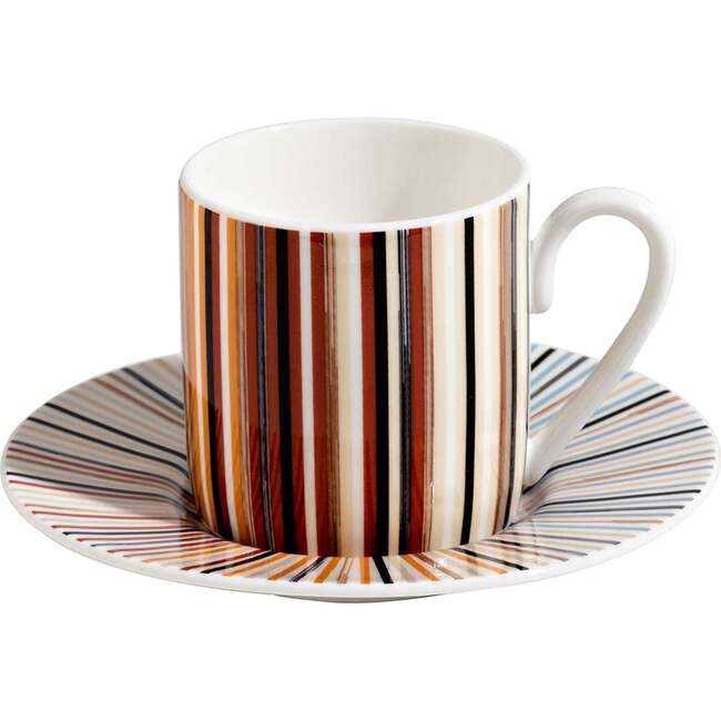 Tea Cup & Saucer Stripes Set of 2 In Luxury Box Jenkins 148 Diam. 3.3", H 2.3", Cap. 7.5 Oz, Saucer Diam. 6" - Tableware - 6