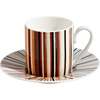 Tea Cup & Saucer Stripes Set of 2 In Luxury Box Jenkins 148 Diam. 3.3", H 2.3", Cap. 7.5 Oz, Saucer Diam. 6" - Tableware - 6