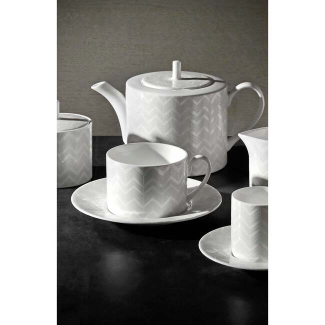 Sugar Pot Zig Zag  White Diam. 3.3", H 3.5" - Tableware - 6