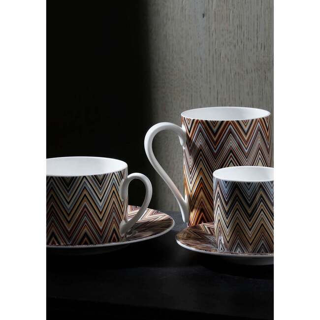 Tea Cup & Saucer Zig Zag Set of 2 In Luxury Box Jarris 148 Diam. 3.3", H 2.3", Cap. 7.5 Oz, Saucer Diam. 6" - Tableware - 7