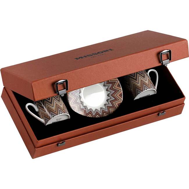 Coffee Cup & Saucer Zig Zag Set of 2 In Luxury Box Jarris 148 Diam. 2.3", H 2.5", Cap. 4 Oz, Saucer Diam. 4.75"