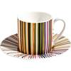 Coffee Cup & Saucer Stripes Set of 2 In Luxury Box Jenkins 156 Diam. 2.3", H 2.5", Cap. 4 Oz, Saucer Diam. 4.75" - Tableware - 2