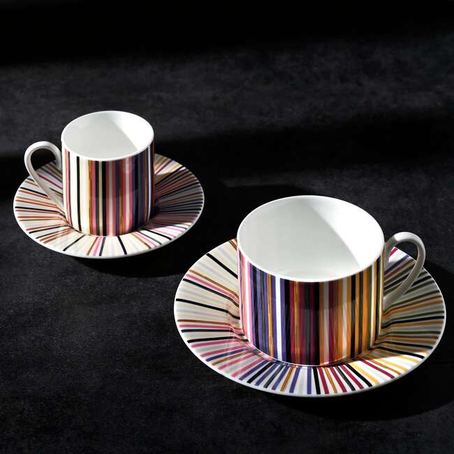Coffee Cup & Saucer Stripes Set of 2 In Luxury Box Jenkins 156 Diam. 2.3", H 2.5", Cap. 4 Oz, Saucer Diam. 4.75" - Tableware - 3