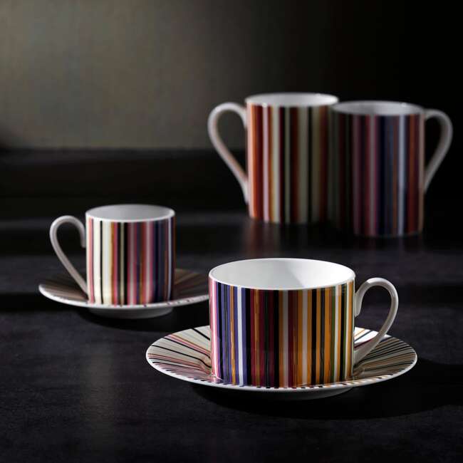 Coffee Cup & Saucer Stripes Set of 2 In Luxury Box Jenkins 156 Diam. 2.3", H 2.5", Cap. 4 Oz, Saucer Diam. 4.75" - Tableware - 4