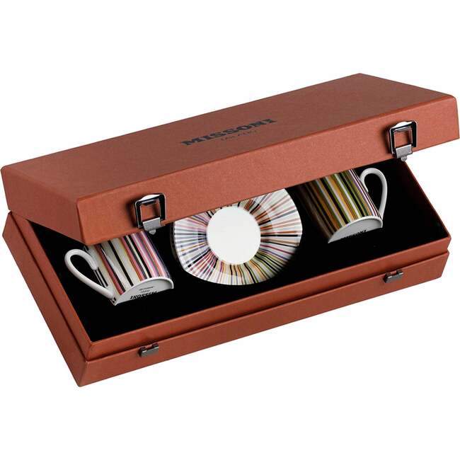 Coffee Cup & Saucer Stripes Set of 2 In Luxury Box Jenkins 156 Diam. 2.3", H 2.5", Cap. 4 Oz, Saucer Diam. 4.75" - Tableware - 5