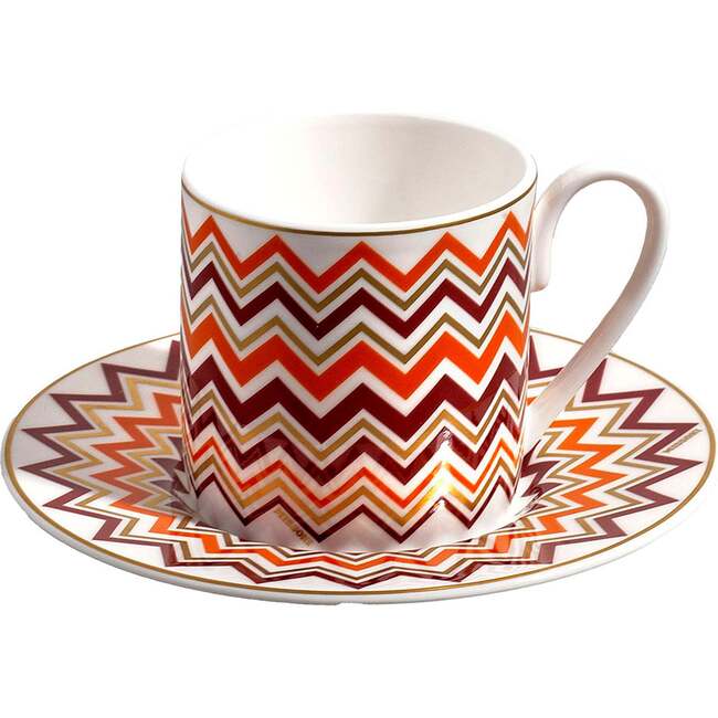 Coffee Cup & Saucer Iconic Set of 2 In Luxury Box Diam. 2.3", H 2.5", Cap. 4 Oz, Saucer Diam. 4.75"