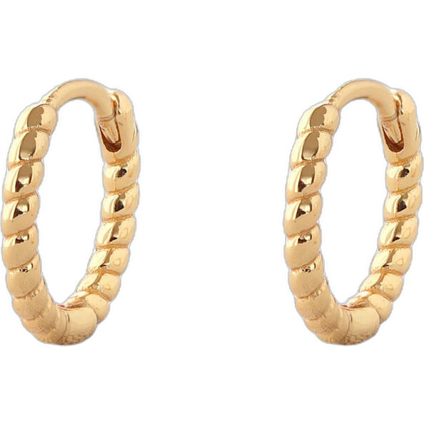 Twisted Hinged Huggie Hoop Earrings, Gold
