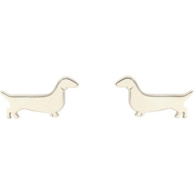 Weiner Dog Stud Earrings, Silver