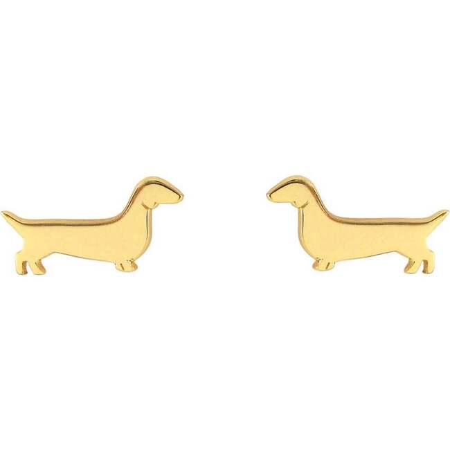 Weiner Dog Stud Earrings, Gold