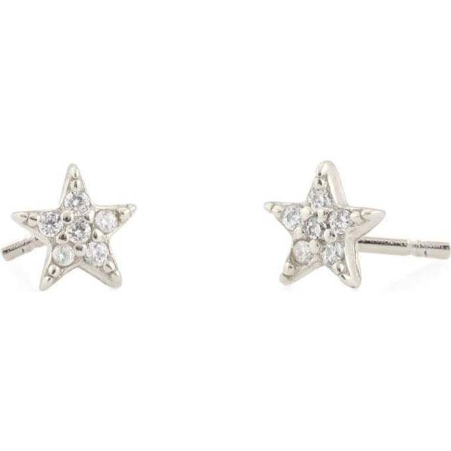 Star Crystal Stud Earrings, Silver