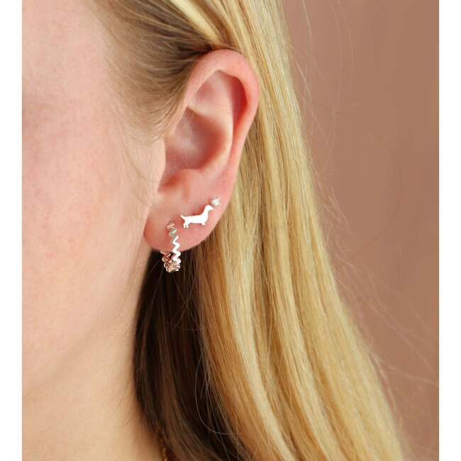 Weiner Dog Stud Earrings, Silver