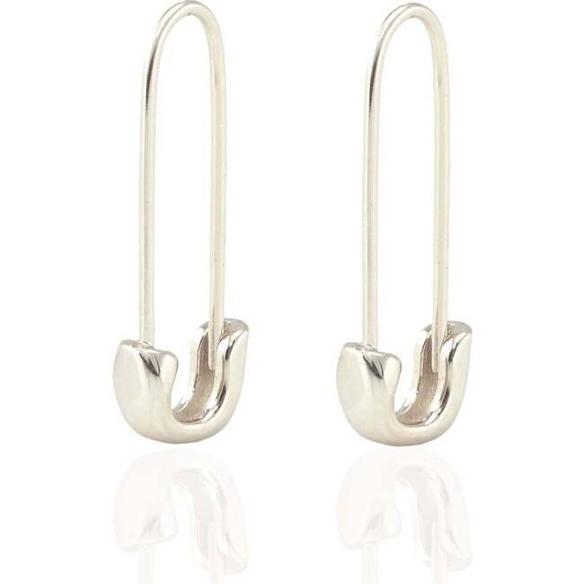Safety Pin Hoop Earrings. Silver