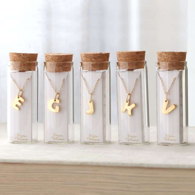 Vintage Letter Charm Necklace, Gold