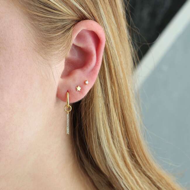 Tiny Star Stud Earrings, Gold - Earrings - 3