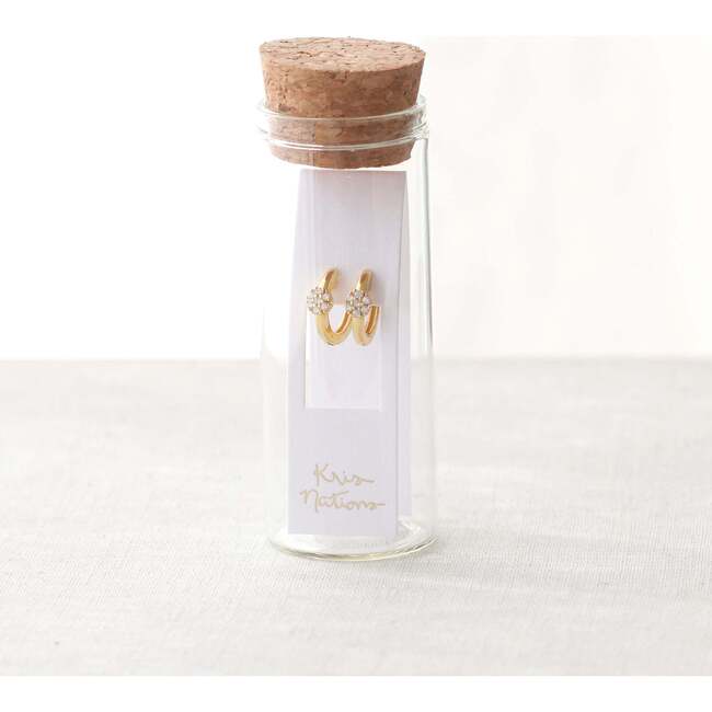 Twinkle Blossom Huggie Hoop Earrings, Gold - Earrings - 3