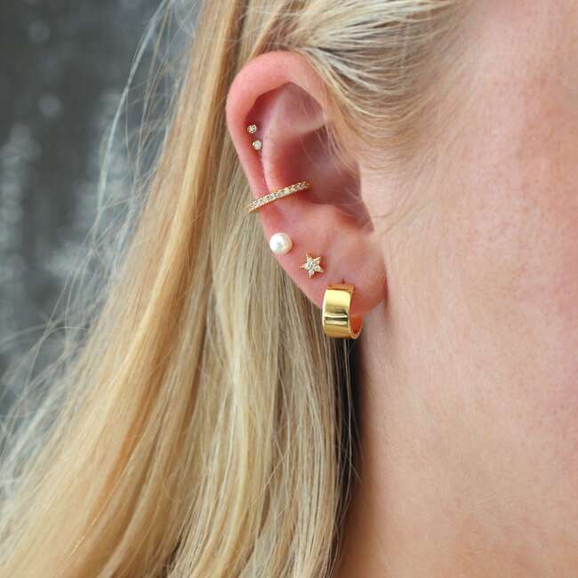 Star Crystal Stud Earrings, Gold