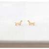 Weiner Dog Stud Earrings, Gold - Earrings - 5