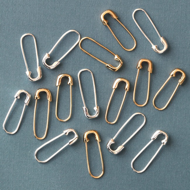 Safety Pin Hoop Earrings. Silver