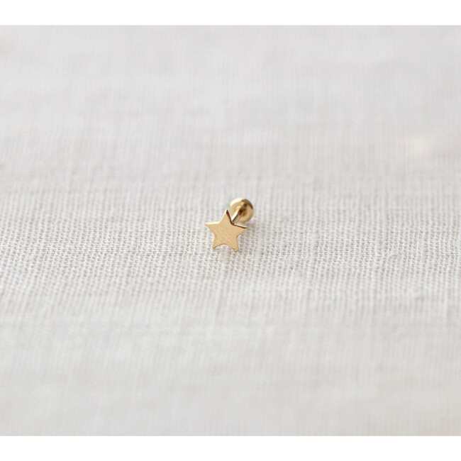 Star Flat Back Single Stud Earring in 14k Gold - Earrings - 6