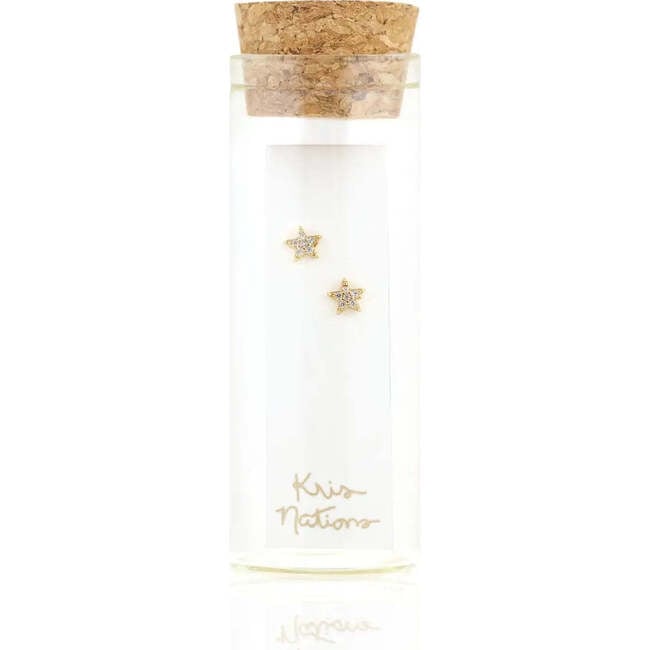 Star Crystal Stud Earrings, Gold - Earrings - 5