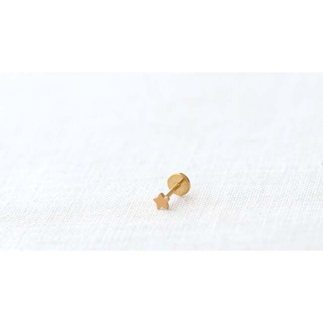 Star Titanium Flat Back Stud Earring, Gold - Earrings - 5