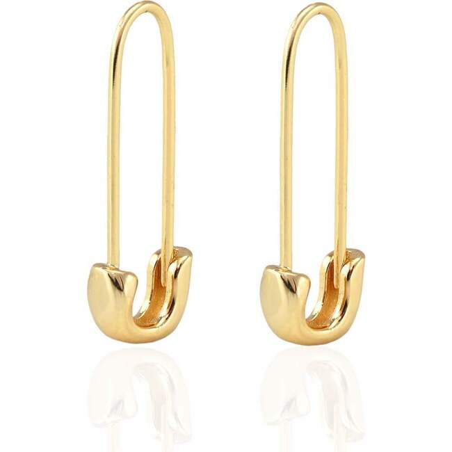 Safety Pin Hoop Earrings. Gold