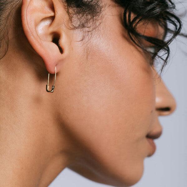 Safety Pin Hoop Earrings. Gold