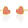 Petite Heart Enamel Stud Earrings, Gold, Pink - Earrings - 1 - thumbnail