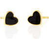 Petite Heart Enamel Stud Earrings, Gold, Black - Earrings - 1 - thumbnail