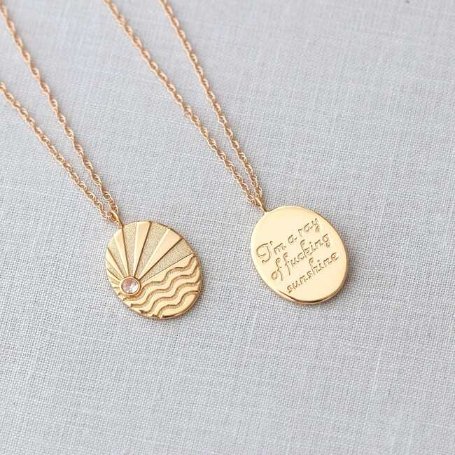 Ray of Sunshine Charm Necklace, Gold - Necklaces - 5