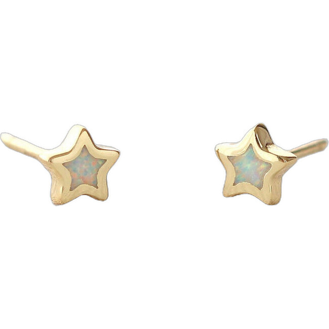 Opal Star Stud Earrings, Gold