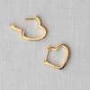 Open Heart Hinged Huggie Hoop Earrings, Gold - Earrings - 4 - thumbnail