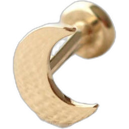 Moon Flat Back Single Stud Earring in 14k Gold