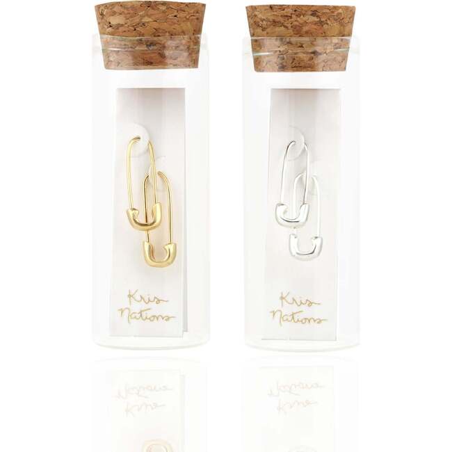 Safety Pin Hoop Earrings. Gold - Earrings - 4