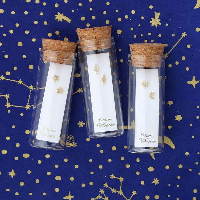 Opal Star Stud Earrings, Gold - Earrings - 4