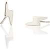 Lightning Bolt Stud Earrings, Silver - Earrings - 1 - thumbnail