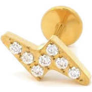 Lightning Bolt Crystal Titanium Flat Back Stud Earring, Gold