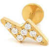 Lightning Bolt Crystal Titanium Flat Back Stud Earring, Gold - Earrings - 1 - thumbnail