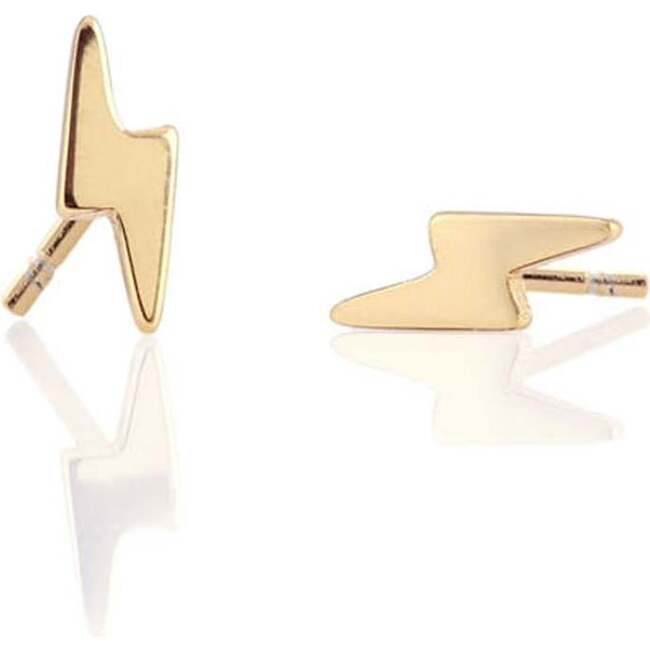Lightning Bolt Stud Earrings, Gold