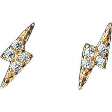 Lightning Bolt Crystal Stud Earrings, Gold