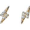 Lightning Bolt Crystal Stud Earrings, Gold - Earrings - 1 - thumbnail